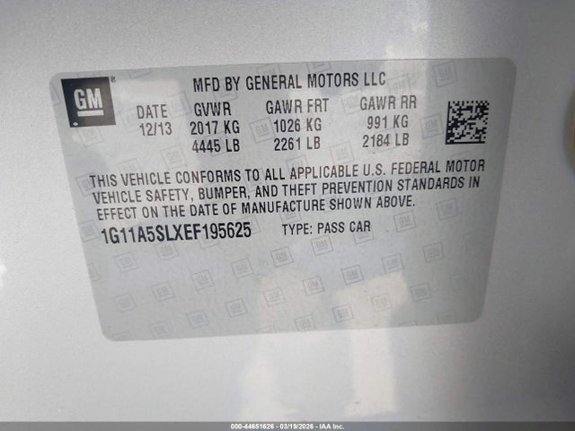 1G11A5SLXEF195625 Chevrolet Malibu 1fl