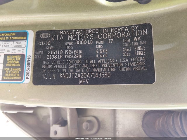 2010 KIA SOUL KNDJT2A20A7143580 Photo 8