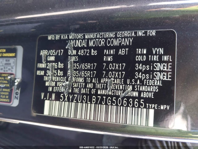 5XYZU3LB7JG506365 Hyundai Santa Fe Sport 2.4l