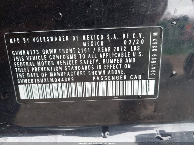 Продаж на аукціоні авто 2020 Volkswagen Jetta 1.4t Sel, vin: 3VWEB7BU3LM044369, номер лоту: 44651649