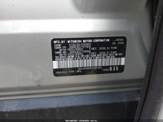 Продаж на аукціоні авто 2024 Mitsubishi Outlander Se 2.5 S-awc, vin: JA4J4VA80RZ085354, номер лоту: 44651651