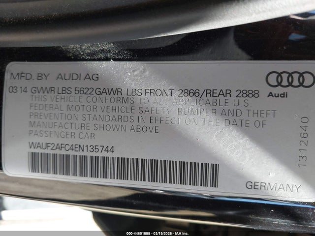 Aukcja sprzedaży 2014 Audi S6 4.0t Prestige, vin: WAUF2AFC4EN135744, numer aukcji: 44651655