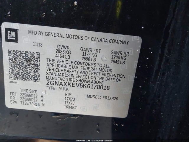 Chevrolet EQUINOX LT 2019 2GNAXKEV5K6178018 Image 9