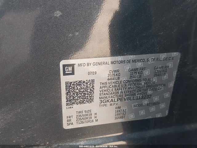 44651819 :رقم المزاد ، 3GKALPEV8LL113232 vin ، 2020 Gmc Terrain Fwd Slt مزاد بيع