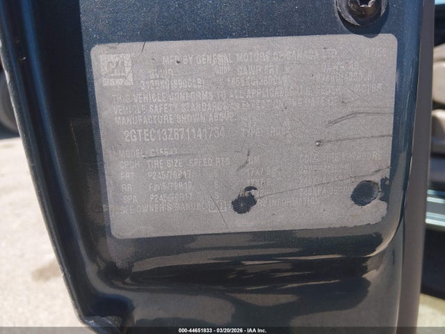 2007 Gmc Sierra 1500 Classic Slt მანქანა იყიდება აუქციონზე, vin: 2GTEC13Z871141734, აუქციონის ნომერი: 44651833