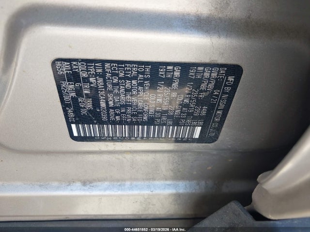 2021 Nissan Rogue Sl Fwd მანქანა იყიდება აუქციონზე, vin: JN8AT3CA4MW020390, აუქციონის ნომერი: 44651852