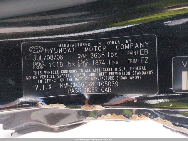 2008 HYUNDAI ACCENT KMHCM36C78U105039 Photo 8