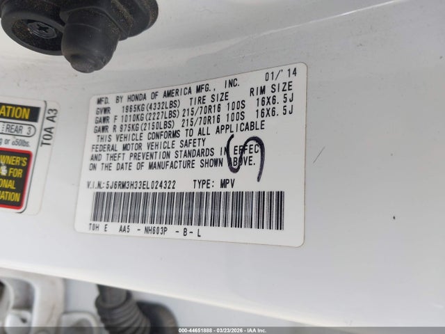 Продажа на аукционе авто 2014 Honda Cr-v Lx, vin: 5J6RM3H33EL024322, номер лота: 44651888