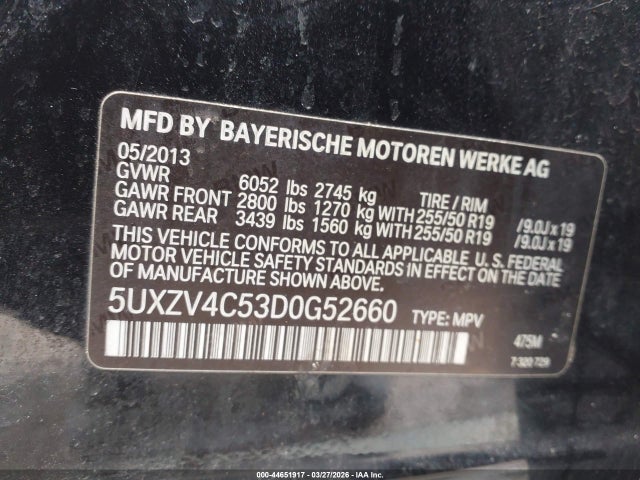 Продажа на аукционе авто 2013 Bmw X5 Xdrive35i/xdrive35i Premium/xdrive35i Sport Activity, vin: 5UXZV4C53D0G52660, номер лота: 44651917