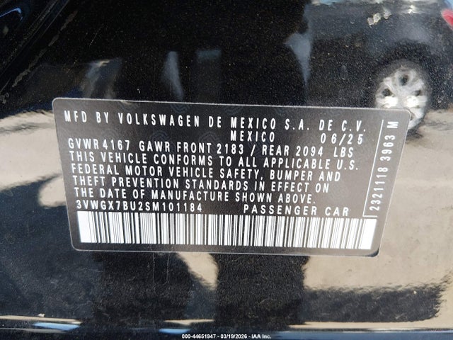 3VWGX7BU2SM101184 Volkswagen Jetta 1.5t Sel