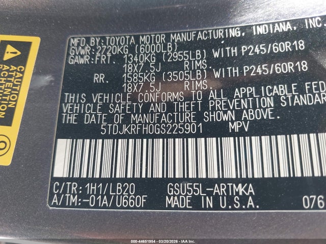 Продажа на аукционе авто 2016 Toyota Highlander Xle V6, vin: 5TDJKRFH0GS225901, номер лота: 44651954