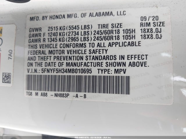 2021 HONDA PILOT 5FNYF5H34MB010695 Photo 8