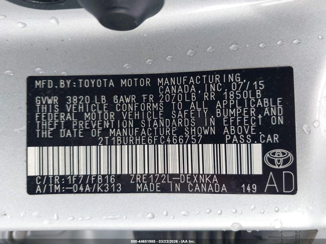 Toyota Corolla Le Plus 2015 2T1BURHE6FC466757 Image 9