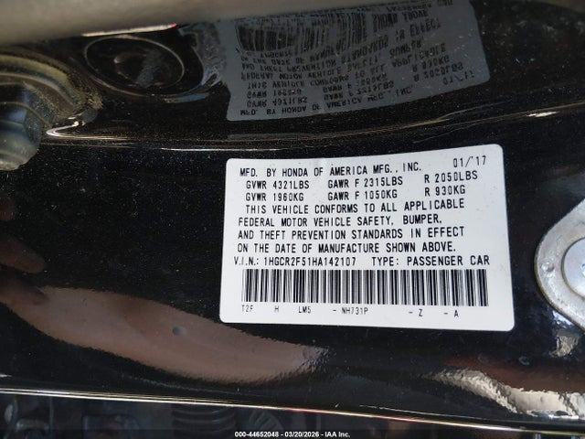 Aukcja sprzedaży 2017 Honda Accord Sport, vin: 1HGCR2F51HA142107, numer aukcji: 44652048