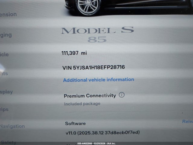 2014 TESLA MODEL S 5YJSA1H18EFP28716 Photo 6