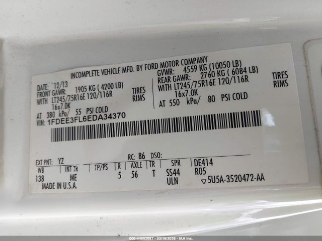 Ford E-350 Cutaway 2014 1FDEE3FL6EDA34370 Image 8