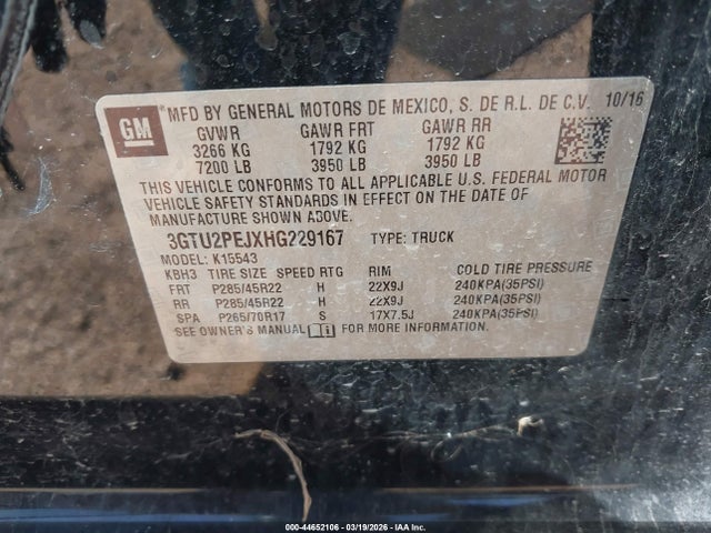 Продажа на аукционе авто 2017 Gmc Sierra 1500 Denali, vin: 3GTU2PEJXHG229167, номер лота: 44652106