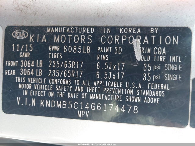 KNDMB5C14G6174478 KIA SEDONA LX