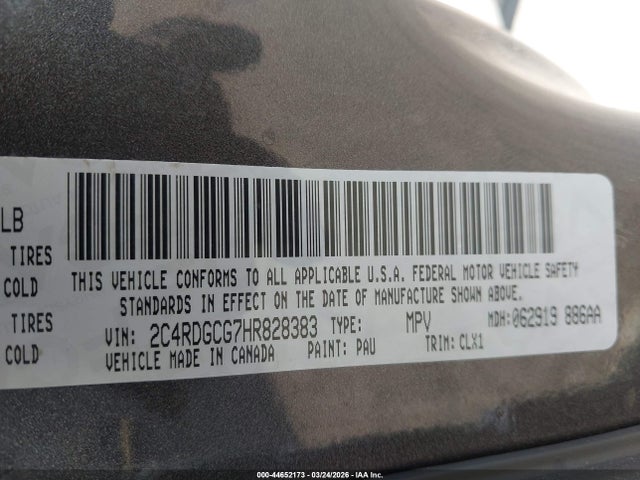 Aukcja sprzedaży 2017 Dodge Grand Caravan Sxt, vin: 2C4RDGCG7HR828383, numer aukcji: 44652173