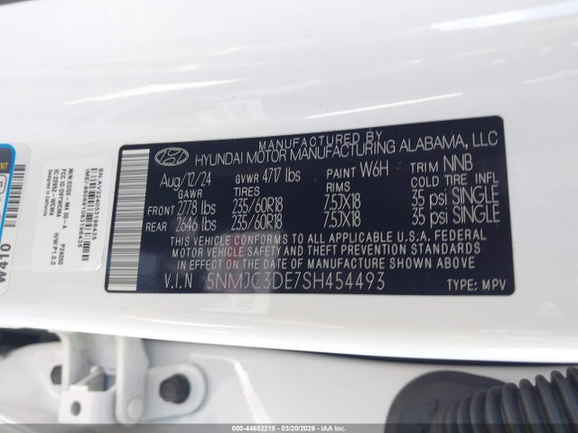 Продажа на аукционе авто 2025 Hyundai Tucson Sel Convenience, vin: 5NMJC3DE7SH454493, номер лота: 44652218
