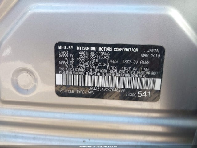 Mitsubishi Outlander Se 2019 JA4AZ3A32KZ046233 Image 9