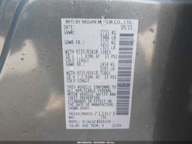 2015 NISSAN PATHFINDER 5N1AR2MNXFC711073 Photo 8