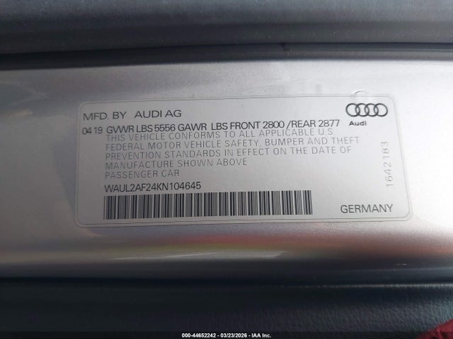 Aukcja sprzedaży 2019 Audi A6 55 Premium, vin: WAUL2AF24KN104645, numer aukcji: 44652242