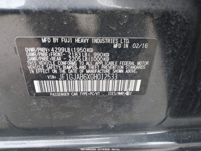 JF1GJAB6XGH012533 Subaru Impreza 2.0i Premium