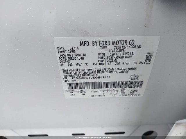 Ford EXPLORER SPORT 2014 1FM5K8GT2EGB47431 Image 9