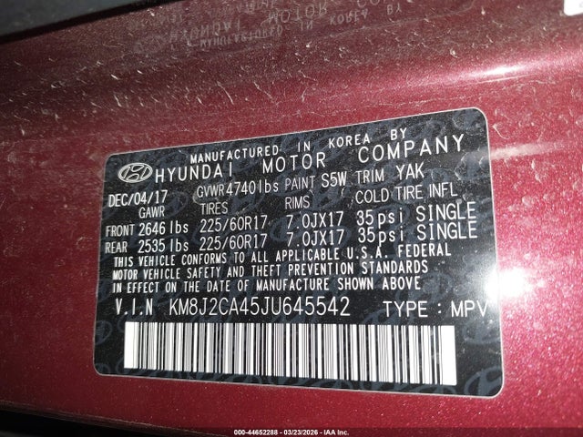 2018 HYUNDAI TUCSON KM8J2CA45JU645542 Photo 8