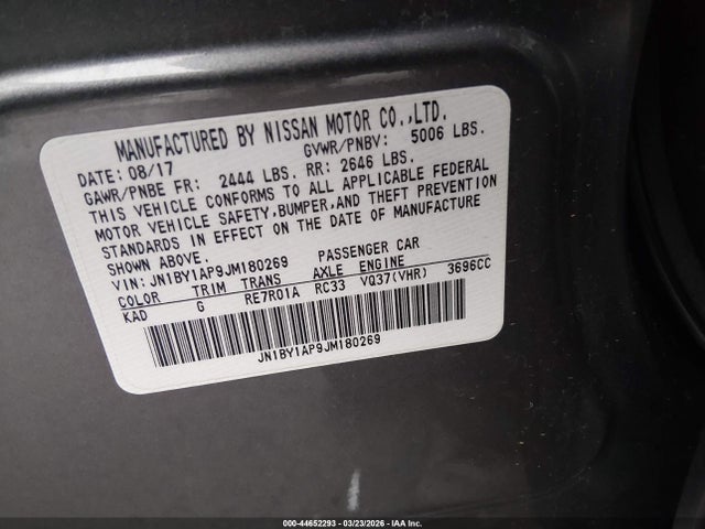 Продажа на аукционе авто 2018 Infiniti Q70 3.7 Luxe, vin: JN1BY1AP9JM180269, номер лота: 44652293