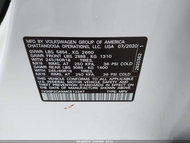 2021 VOLKSWAGEN ATLAS 1V2GP2CAXMC512247 Photo 8