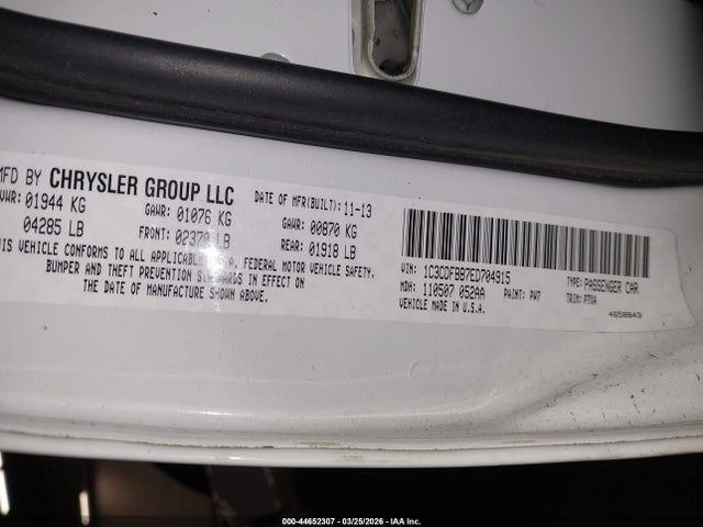 44652307 :رقم المزاد ، 1C3CDFBB7ED704915 vin ، 2014 Dodge Dart Sxt مزاد بيع