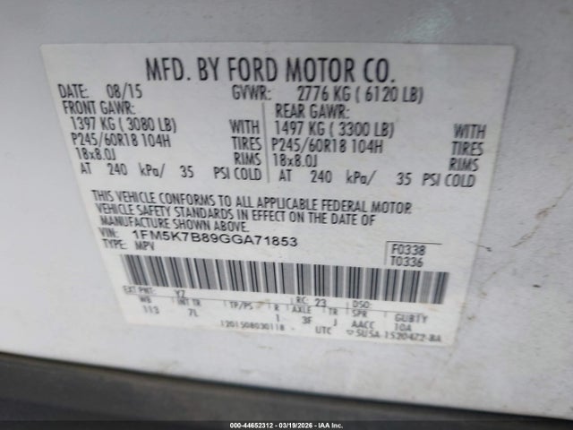 Ford Explorer 2016 1FM5K7B89GGA71853 Image 9