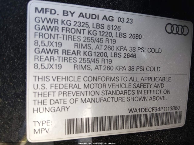 WA1DECF34P1113860 Audi Q3 Premium 45 Tfsi S Line Quattro Tiptronic