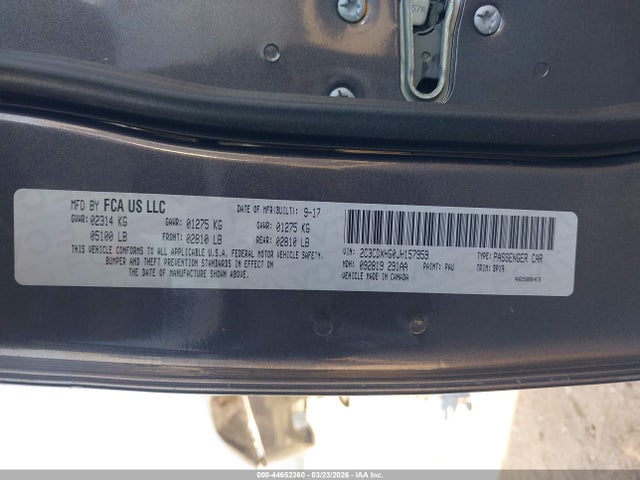 2C3CDXHG0JH157959 Dodge Charger Sxt Plus Rwd