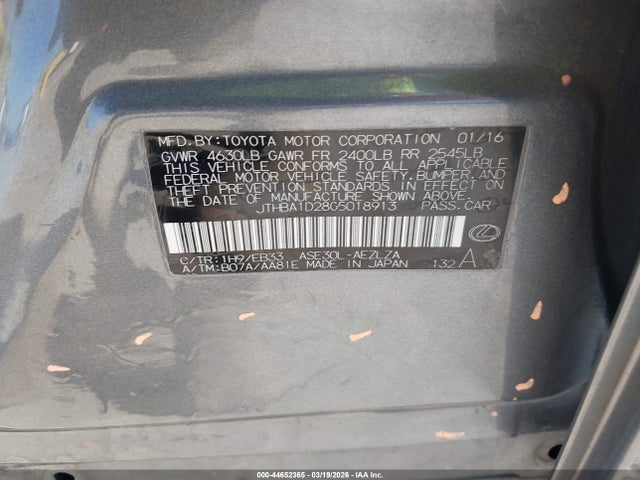 Aukcja sprzedaży 2016 Lexus Is 200t, vin: JTHBA1D28G5018913, numer aukcji: 44652365