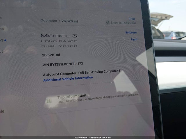 Продажа на аукционе авто 2022 Tesla Model 3 Long Range Dual Motor All-wheel Drive, vin: 5YJ3E1EB8NF114173, номер лота: 44652387