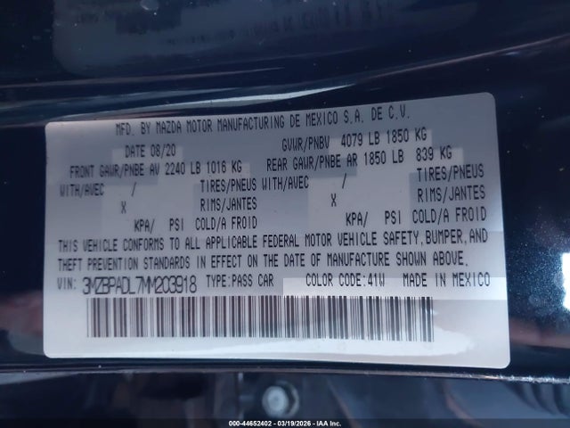 2021 MAZDA MAZDA3 3MZBPADL7MM203918 Photo 8
