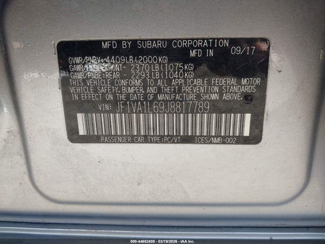JF1VA1L69J8817789 Subaru Wrx Limited