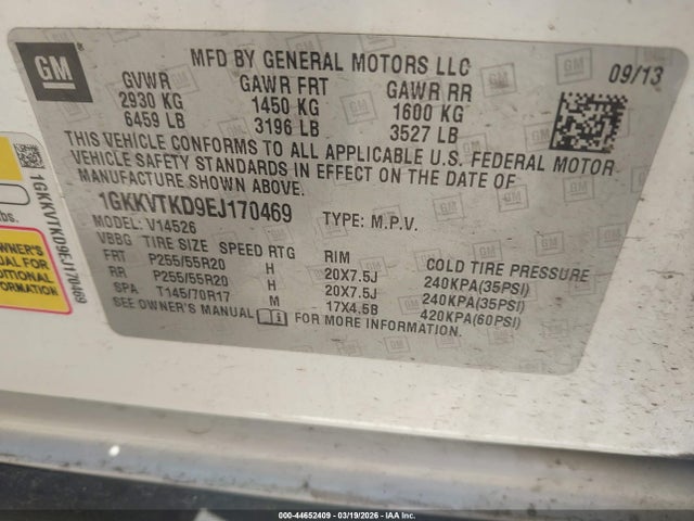 Продажа на аукционе авто 2014 Gmc Acadia Denali, vin: 1GKKVTKD9EJ170469, номер лота: 44652409