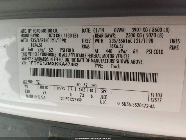 2019 FORD TRANSIT-150 1FTYE1ZMXKKA47463 Photo 8