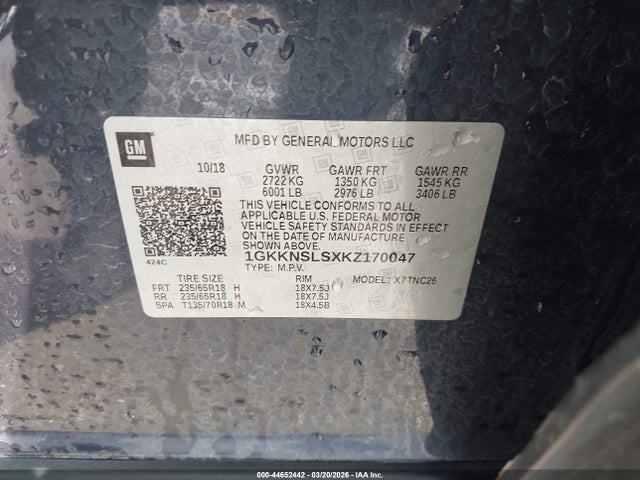 1GKKNSLSXKZ170047 GMC Acadia Sle-2