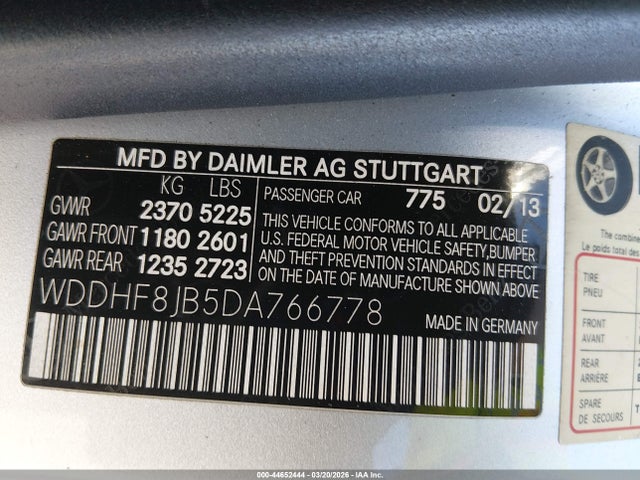 Aukcja sprzedaży 2013 Mercedes-benz E 350 4matic, vin: WDDHF8JB5DA766778, numer aukcji: 44652444
