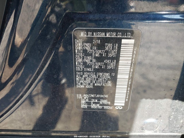Продажа на аукционе авто 2018 Infiniti Qx80, vin: JN8AZ2NE7J9194246, номер лота: 44652450