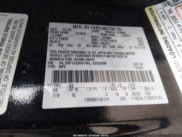 2008 LINCOLN NAVIGATOR 5LMFU28518LJ20208 Photo 8