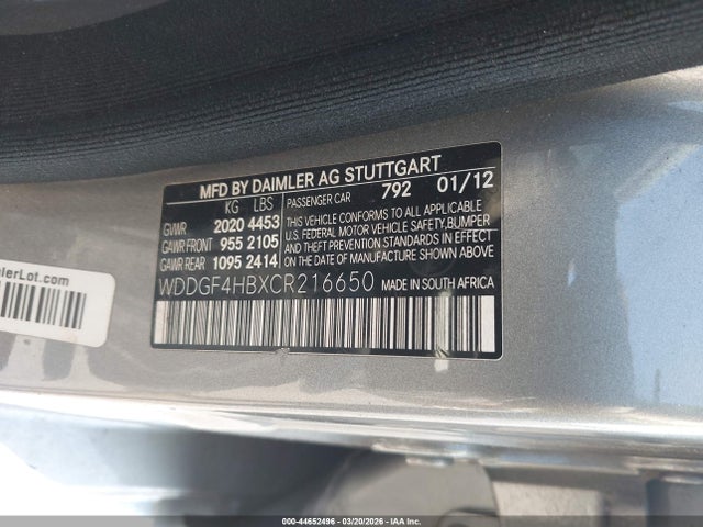 Продаж на аукціоні авто 2012 Mercedes-benz C 250 Sport, vin: WDDGF4HBXCR216650, номер лоту: 44652496