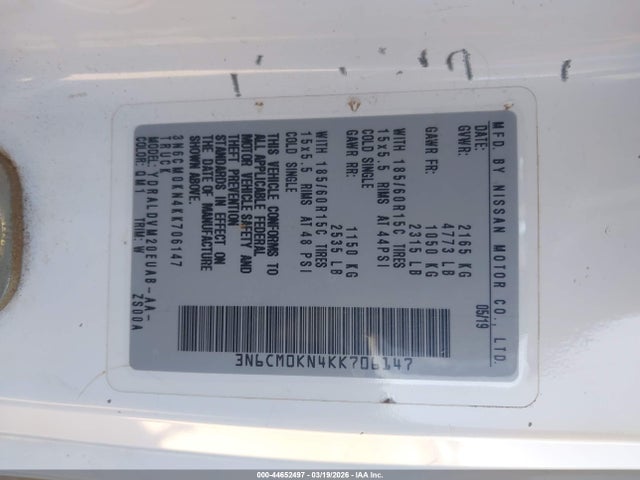 3N6CM0KN4KK706147 Nissan Nv200 S