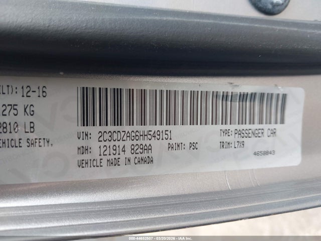 44652507 :رقم المزاد ، 2C3CDZAG6HH549151 vin ، 2017 Dodge Challenger Sxt مزاد بيع