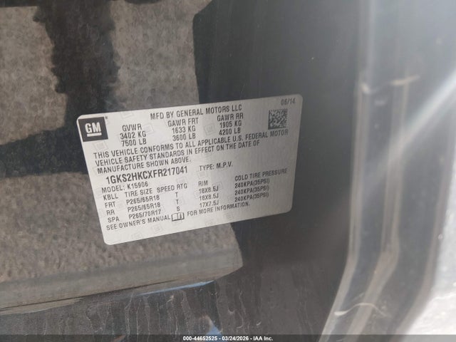 Aukcja sprzedaży 2015 Gmc Yukon Xl 1500 Slt, vin: 1GKS2HKCXFR217041, numer aukcji: 44652525